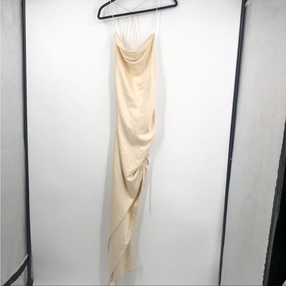 Lovers And Friends Maegan Cowl Neckline Satin Side Ruched maxi Dress NEW MEDIUM - Picture 2 of 11